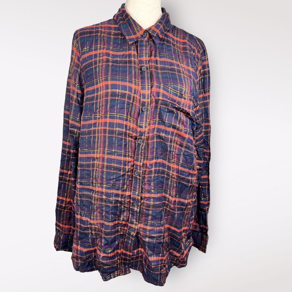 Lucky Brand Plaid Button Down Shirt - Navy and Red - Picture 4 of 15